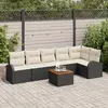 Image de vidaXL Ensemble de canapé de jardin 7 pc Noir et Crème polyrotin