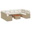 Image de vidaXL Ensemble de canapé de jardin 10 pcs Beige et blanc, Ensemble de salon modulaire chic pour jardin et terrasse, mobilier en rotin pour le printemps, options d'assise intérieure sur patio
