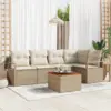 Image de vidaXL Ensemble de canapé de jardin 6 pc Beige et crème polyrotin