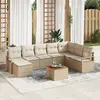 Image de vidaXL Ensemble de canapé de jardin 9 pc Beige et crème polyrotin