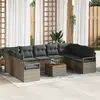 Image de vidaXL Ensemble de canapé de jardin 10 pc Gris polyrotin