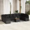 Image de vidaXL Ensemble de canapé de jardin 11 pcs Noir polyrotin