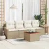 Image de vidaXL Ensemble de canapé de jardin 5 pcs Beige et crème polyrotin
