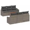 Image de vidaXL Ensemble de canapé de jardin avec stockage 7 pcs Gris polyrotin, Canapé modulable pour terrasse, meubles d'extérieur, pieds ajustables, résistant aux UV, salon de jardin, espace détente