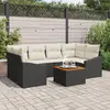 Image de vidaXL Ensemble de canapé de jardin 7 pc Noir et Crème polyrotin