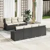Image de vidaXL Ensemble de canapé de jardin 8 pc Noir et Crème polyrotin