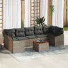 Image de vidaXL Ensemble de canapé de jardin 8 pc Gris polyrotin