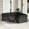 Image de vidaXL Ensemble de canapé de jardin 9 pc Noir polyrotin