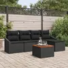 Image de vidaXL Ensemble de canapé de jardin 6 pc Noir polyrotin
