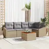 Image de vidaXL Ensemble de canapé de jardin 6 pc Beige et Gris clair polyrotin