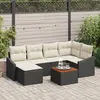 Image de vidaXL Ensemble de canapé de jardin 7 pc Noir et Crème polyrotin