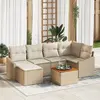 Image de vidaXL Ensemble de canapé de jardin 7 pc Beige et crème polyrotin