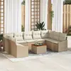 Image de vidaXL Ensemble de canapé de jardin 10 pc Beige et crème polyrotin