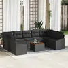 Image de vidaXL Ensemble de canapé de jardin 10 pcs Noir polyrotin