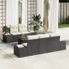 Image de vidaXL Ensemble de canapé de jardin 6 pc Noir et Crème polyrotin