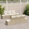 Image de vidaXL Ensemble de canapé de jardin 7 pcs Beige et crème polyrotin