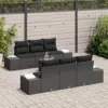 Image de vidaXL Ensemble de canapé de jardin 7 pc Noir polyrotin