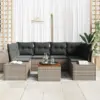 Image de vidaXL Ensemble de canapé de jardin 7 pc Gris polyrotin