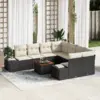 Image de vidaXL Ensemble de canapé de jardin 9 pc Noir et Crème polyrotin