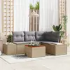 Image de vidaXL Ensemble de canapé de jardin 5 pc Beige et Gris clair polyrotin