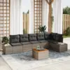 Image de vidaXL Ensemble de canapé de jardin 7 pc Gris polyrotin