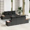 Image de vidaXL Ensemble de canapé de jardin 7 pc Noir Poly rotin