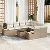 Image de vidaXL Ensemble de canapé de jardin 9 pcs Beige Poly rotin