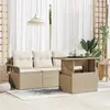 Image de vidaXL Ensemble de canapé de jardin 5 pcs Beige Poly Rattan