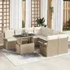 Image de vidaXL Ensemble de canapé de jardin 9 pcs Beige Poly Rattan
