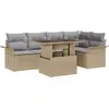 Image de vidaXL Ensemble de canapé de jardin 6 pcs Beige Poly rotin