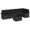 Image de vidaXL Ensemble de canapé de jardin avec coussin 7 pcs Noir Poly rotin