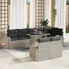 Image de vidaXL Ensemble de canapé de jardin 9 pcs Gris clair Poly rotin