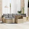 Image de vidaXL Ensemble de canapé de jardin 7 pcs Beige Poly rotin