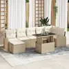 Image de vidaXL Ensemble de canapé de jardin 8 pc Beige Poly rotin