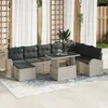 Image de vidaXL Ensemble de canapé de jardin 9 pcs Gris clair Poly rotin