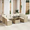 Image de vidaXL Ensemble de canapé de jardin 10 pcs Beige Poly rotin