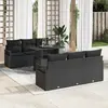 Image de vidaXL Ensemble de canapé de jardin avec coussin 7 pcs Noir Poly rotin