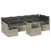 Image de vidaXL Ensemble de canapé de jardin 8 pcs Gris clair Poly rotin, Canapé modulable pour jardin et terrasse, matériaux résistants aux intempéries, table réglable, meuble extérieur fun