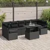 Image de vidaXL Ensemble de canapé de jardin 8 pcs Noir Poly rotin
