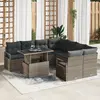 Image de vidaXL Ensemble de canapé de jardin avec coussin 9 pcs Gris Poly rotin