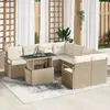 Image de vidaXL Ensemble de canapé de jardin 9 pcs Beige Poly rotin
