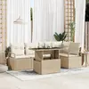 Image de vidaXL Ensemble de canapé de jardin 6 pcs Beige Poly rotin