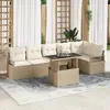 Image de vidaXL Ensemble de canapé de jardin 7 pc Beige Poly rotin