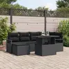 Image de vidaXL Ensemble de canapé de jardin 7 pcs Noir Poly rotin