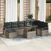 Image de vidaXL Ensemble de canapé de jardin 9 pc Gris Poly rotin