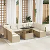 Image de vidaXL Ensemble de canapé de jardin 10 pcs Beige Poly rotin