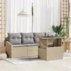Image de vidaXL Ensemble de canapé de jardin 5 pcs Beige Poly rotin