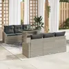 Image de vidaXL Ensemble de canapé de jardin 7 pcs Gris clair Poly rotin