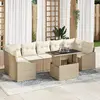 Image de vidaXL Ensemble de canapé de jardin avec coussin 8 pcs Beige polyrotin