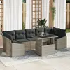 Image de vidaXL Ensemble de canapé de jardin 8 pcs Gris clair Poly rotin
